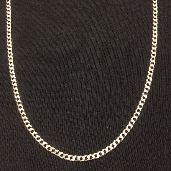 Gold Chain 14k Gold Vermeil Cuban 20in 3mm .925 - Picture 2 of 3